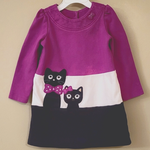 Gymboree long sleeved dress with kitty cat detail - Picture 1 of 6